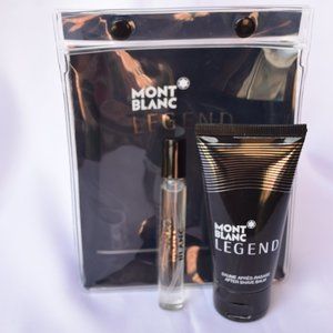 Montblanc Legend EDT Set-Clear Pouch,Travel Spray 7.5ml&After Shave 50ml-2pc-NEW